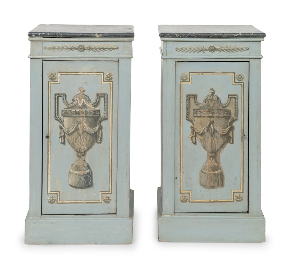 A Pair of Neoclassical Paint-Decorated Pedestal Cupboards (1 of 2)