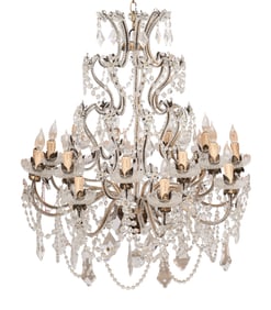 A Gilt Bronze and Cut Glass Eighteen-Light Chandelier
