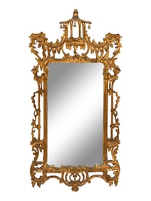 A Chinese Chippendale Style Giltwood Mirror
