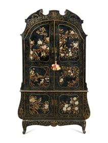 An Italian Black Japanned Bar Cabinet