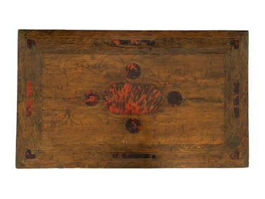 A Continental Baroque Brass and Tortoise Inlaid Walnut Table