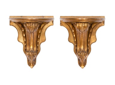 A Pair of Large Italian Neoclassical Giltwood Wall Brackets