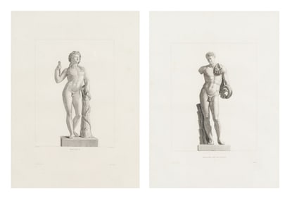 A Set of Two Neoclassical Engravings of Antique Statues Published by Danlos Editeurs, sight: 23 x 17