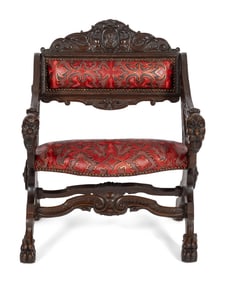 A Venetian Carved Walnut Armchair