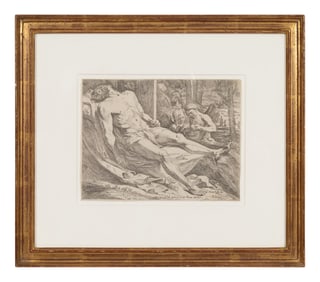 Giovanni Cesare Testa (Italian, ca. 1630-1655) The Body of Christ Mourned by Angels (after Pietro