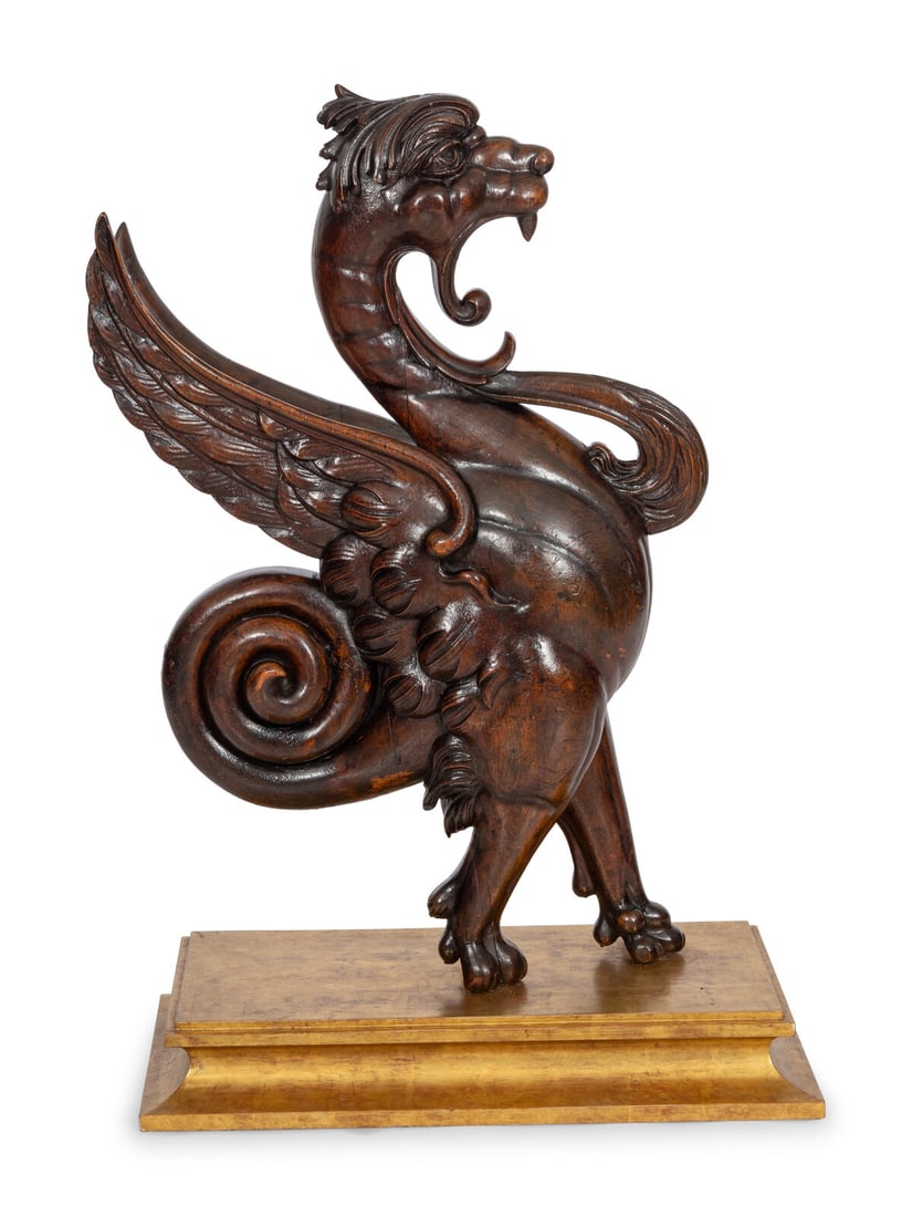 An American Carved Walnut Griffin Newel Figure (1 of 3)