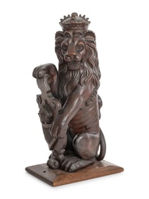 An English Carved Oak Figural Newel Post