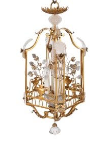 A Maison Bagues-Style Neoclassical Gold and Silver Gilt Pendant Fixture