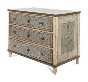 A Continental Polychrome Decorated Commode