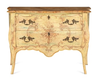 An Italian Polychrome Decorated Commode