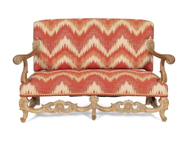 A Louis XIV Style Cerused Oak Settee