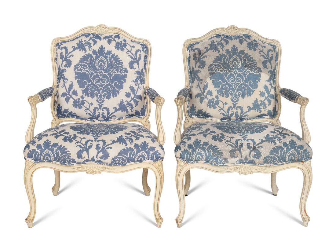 A Pair of Louis XV Style White-Painted Fauteuils (1 of 2)