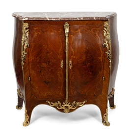 A Louis XV Style Bronze Mounted Marquetry Bar Cabinet