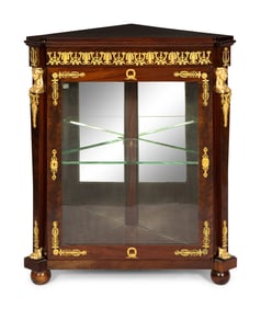 An Empire Style Gilt Bronze Mounted Corner Cabinet