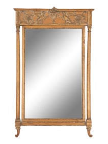 An Empire Style Parcel Gilt Overmantel Mirror with Frieze Relief