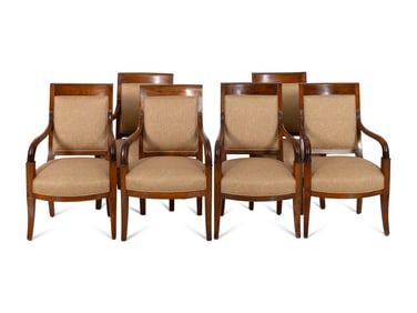 A Group of Six Empire Mahogany Fauteuils