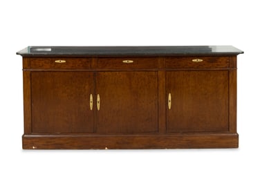 An Empire Plum Pudding Mahogany Sideboard with Black Marble Top