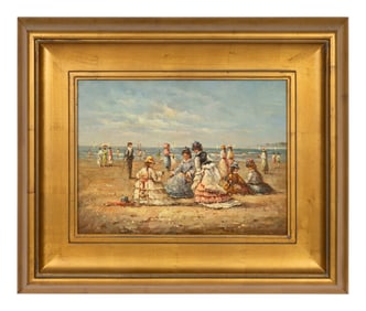 Continental School, 20th Century, The Beach at Deauville