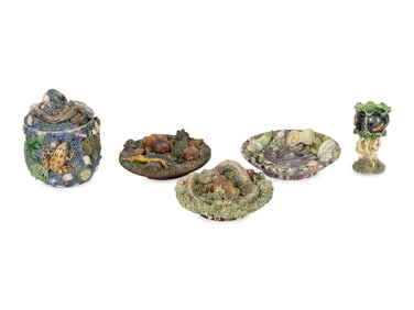 A Collection of Five Jose Alvas Cunha Palissy Majolica Articles
