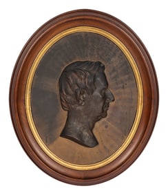 A Large Continental Bronze Relief Plaque of a Gentleman