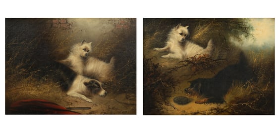 George Armfield (British, 1808-1893) Terriers Ratting (a pair of works)
