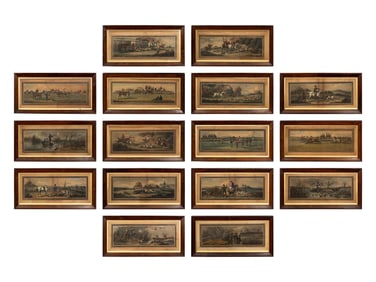 A Set of Sixteen English Hand-Colored Sporting Engravings