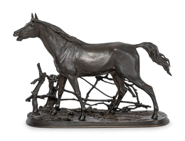 Pierre-Jules Mêne (French, 1810-1879) Djinn, cheval a la barriere, No.1