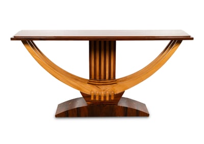 A Large Art Deco Style Two-Tone Lacquered Wood Console Table
