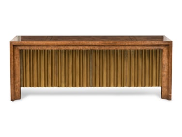 A Mastercraft Carpathian Elm and Brass Sideboard