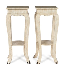 A Pair of Tessellated Bone Veneered Stands
