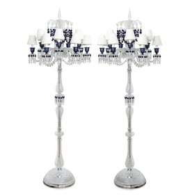 A Pair of Baccarat Zénith Twelve-Light Torchères