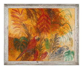 Hunt Slonem (American, b. 1951) Macaws and Heliconia, 2002