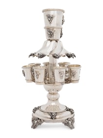 An Israeli Silver Kiddush Wine Fountain