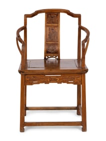 A Chinese Carved Hardwood Armchair