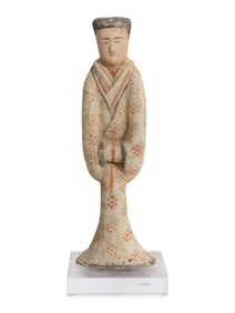 A Chinese Pottery Figure of a Female Attendant