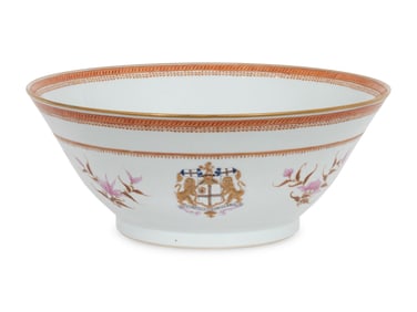 A Chinese Export Armorial Punch Bowl