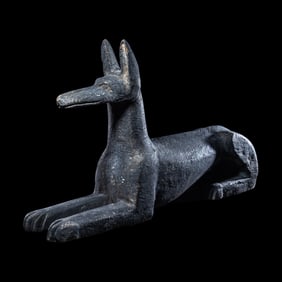 An Egyptian Painted Wood Jackal