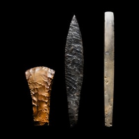Three European Flint Axes and Daggers