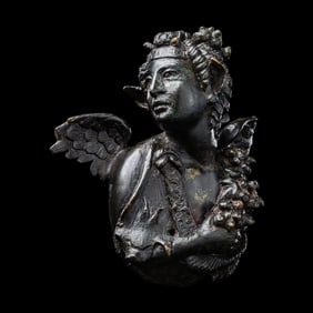 A Roman Bronze Bust of a Winged Satyr