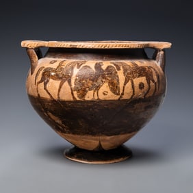 A Middle Corinthian Black-Figured Column Krater