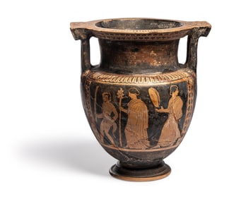 An Attic Red Figured Column Krater with Dionysiac Scenes