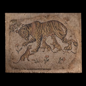 A Late Roman Mosaic Panel of a Tigress with Cubs