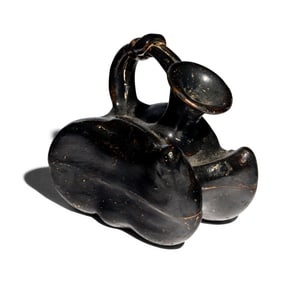 A Greek Black-Glazed Figural Askos