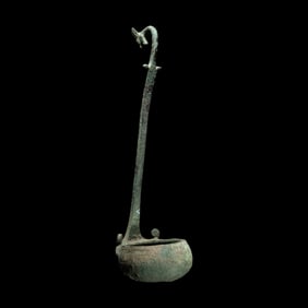 A Roman Bronze Ladle with Panther Handle