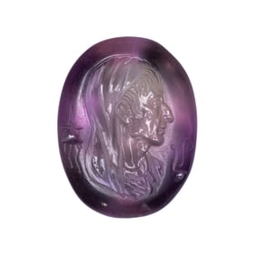 A Roman Amethyst Intaglio with a Portrait Head of a Veiled Man