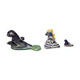 Three Phoenician Glass Bird Pendants