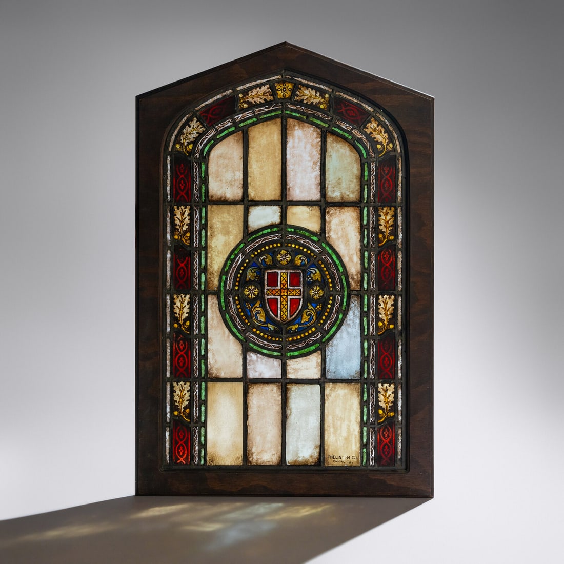 Linden Glass Company (Chicago, 1884–1934) Framed window with Gothic arch (1 of 3)