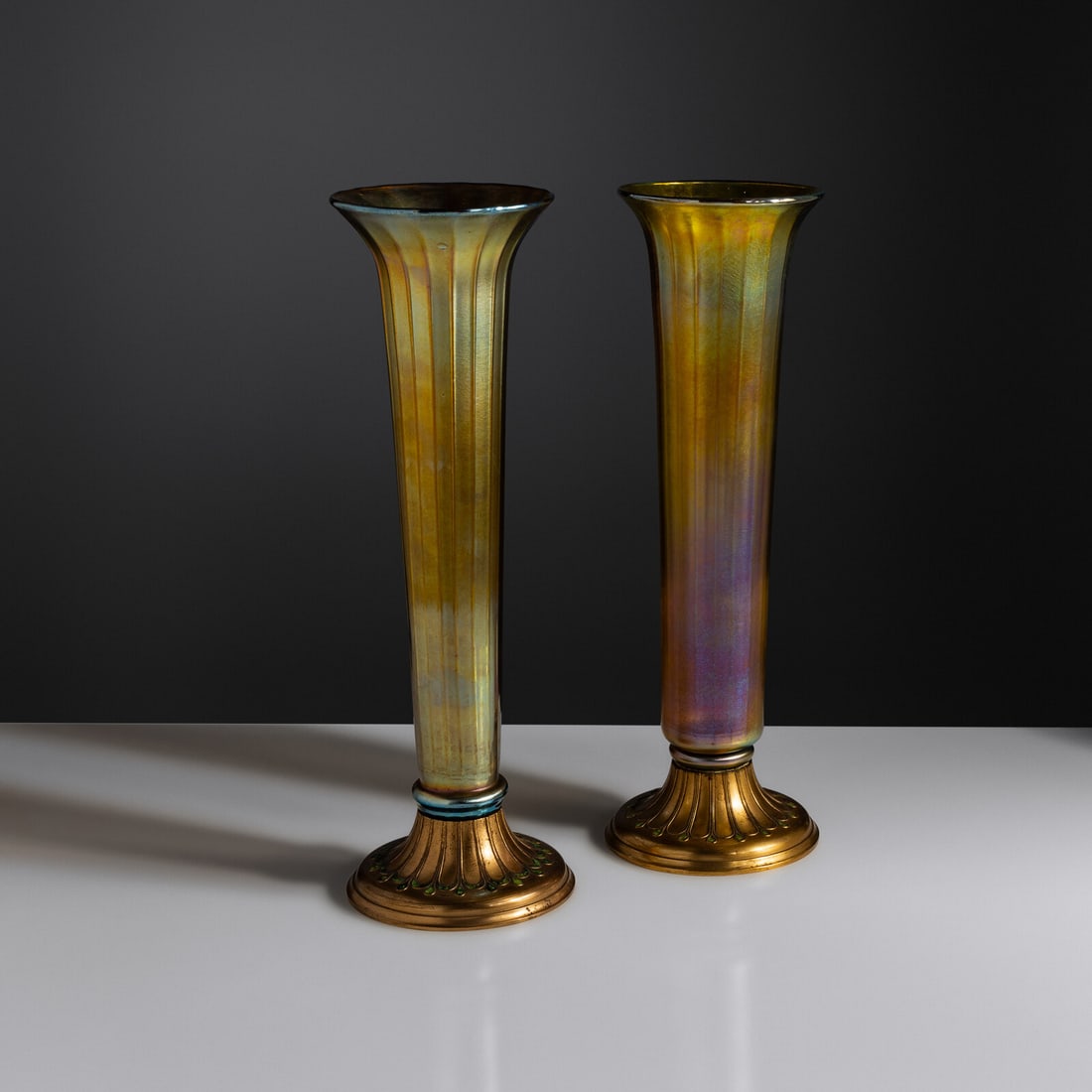Louis C. Tiffany Furnaces, Inc. (New York, 1920–1928) Pair of Trumpet vases, c. 1925 USA (1 of 4)