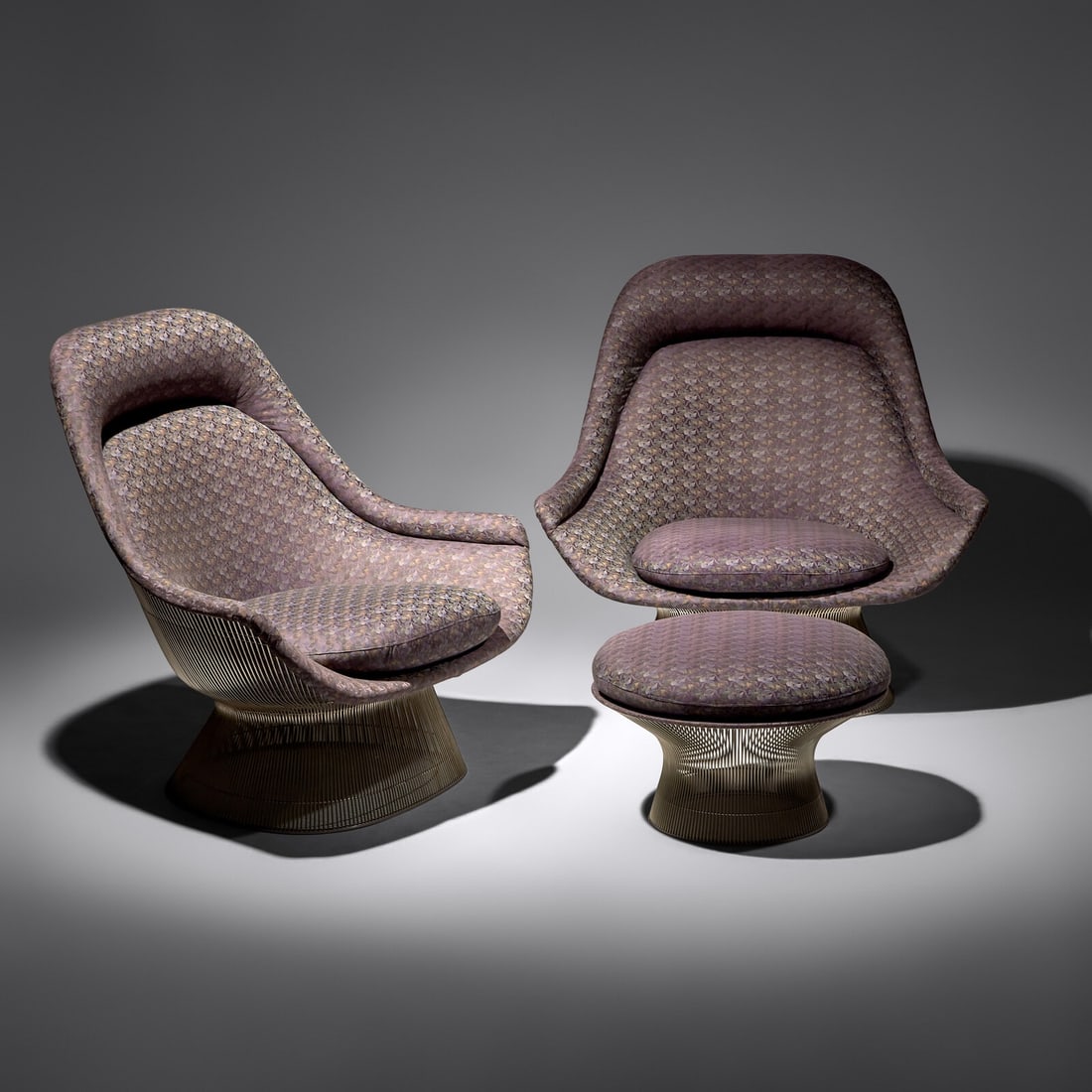 Warren Platner (American, 1919–2006)  Pair of Easy Lounge Chairs, model 1705 and one ottoman, (1 of 3)