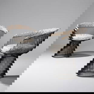 Warren Platner (American, 1916–2006) Pair of Lounge Chairs, c. 1975 Knoll International, USA: Warren Platner (American, 1916–2006) Pair of Lounge Chairs, c. 1975 Knoll International, USA bronze-plated steel, upholstery 30¾ h × 36¼ w × 25 d in (78 × 92 ×